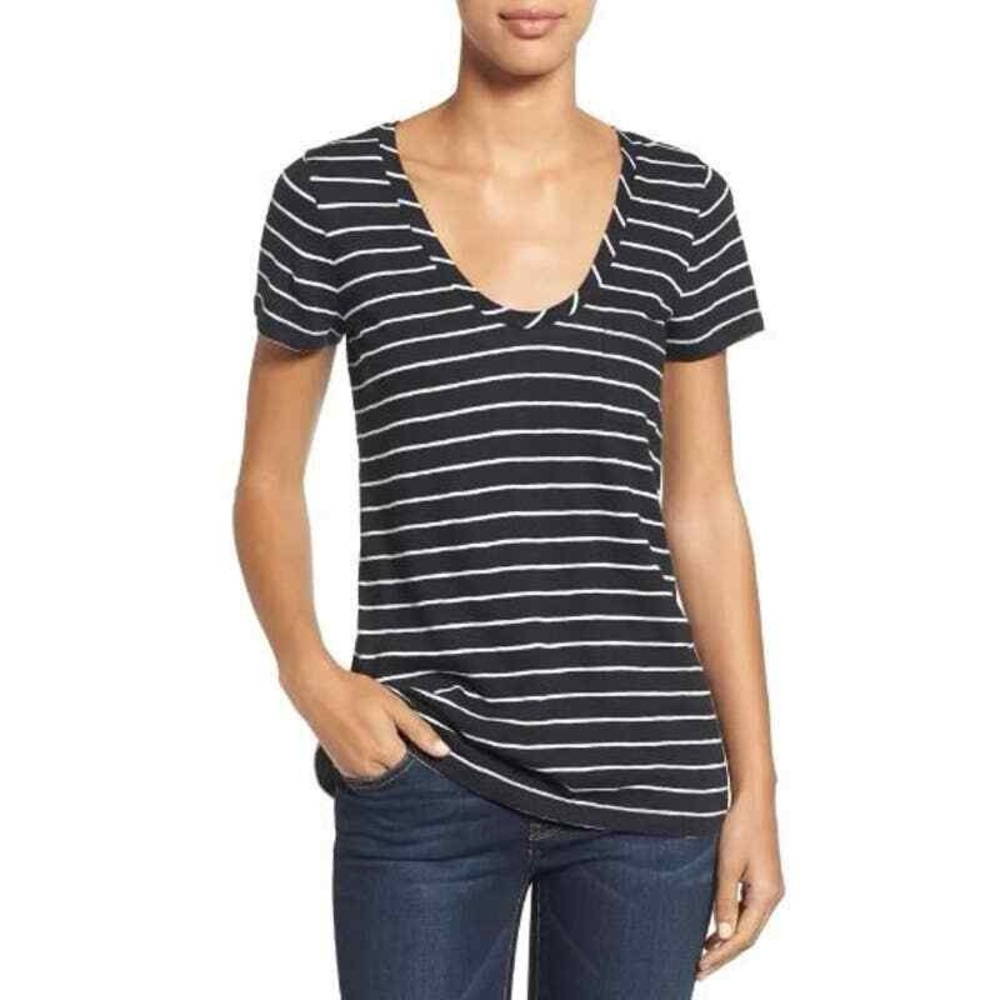 Caslon Black and White Striped Top